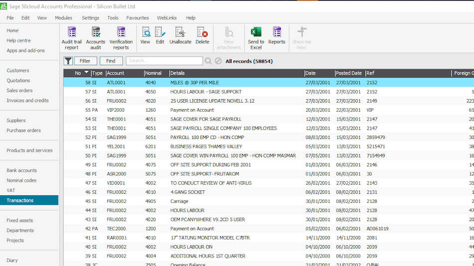 If you have done a Clear Audit Trail you will now have missing Sage transaction numbers!