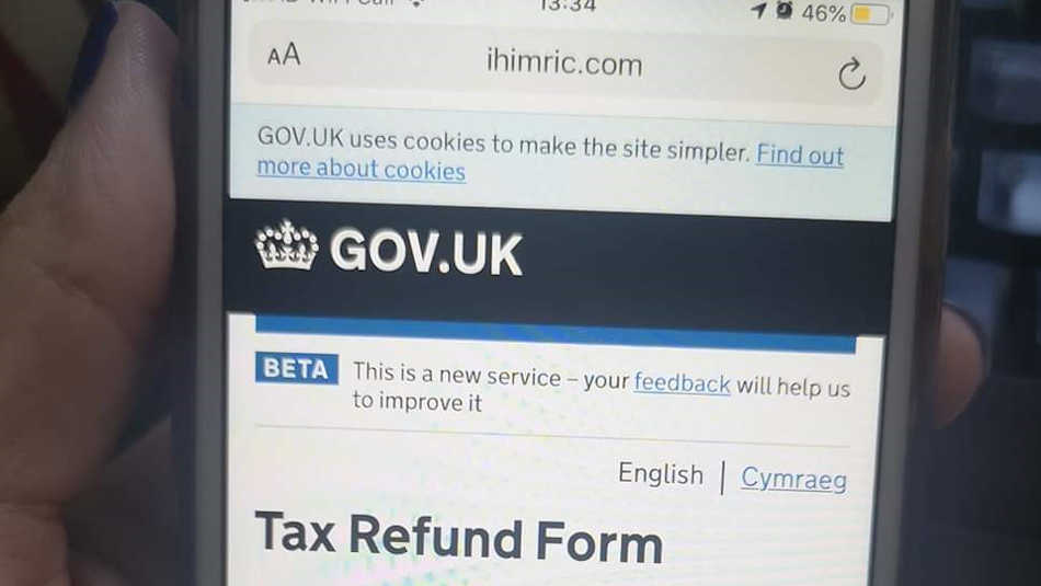 Don't fall for this sophisticated HMRC scam! Notice the weird URL?